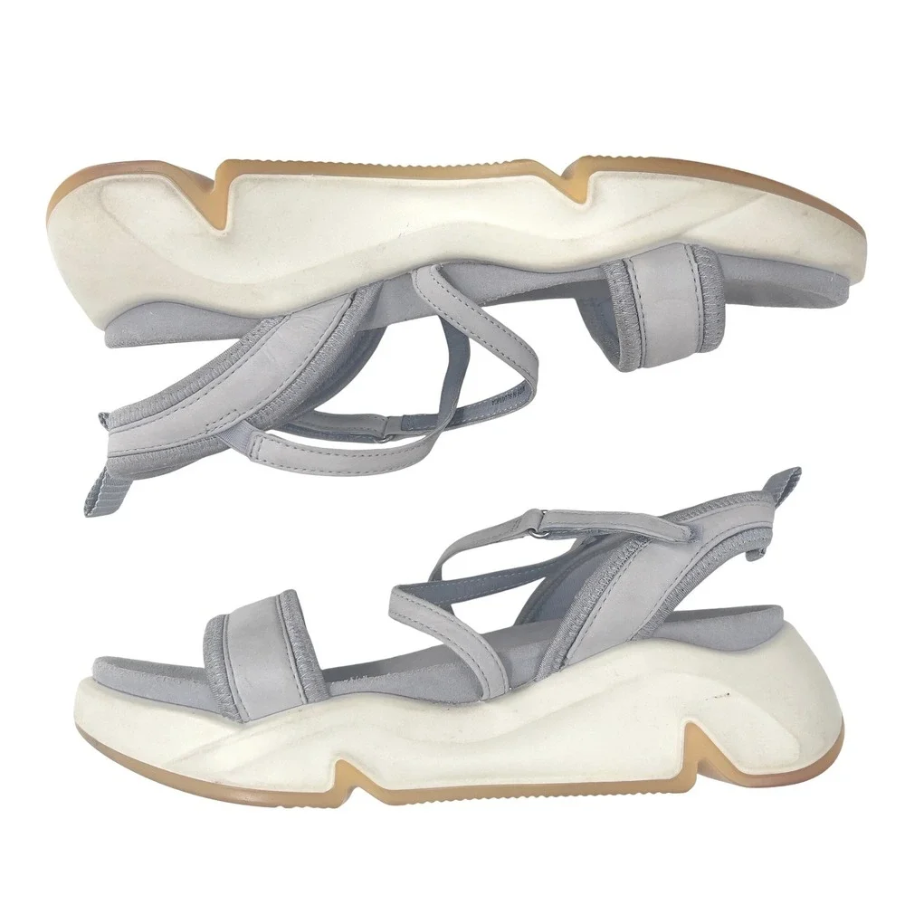 ECCO Chunky Women's Grey Leather Platform‎ Sandals Size EU 40 US 9.5